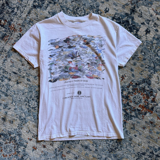 (M) Vintage Nature "Sharing A Passion for Birds" Tshirt in White