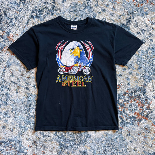 (M) American Steel Eagle Graphic Tshirt in Black